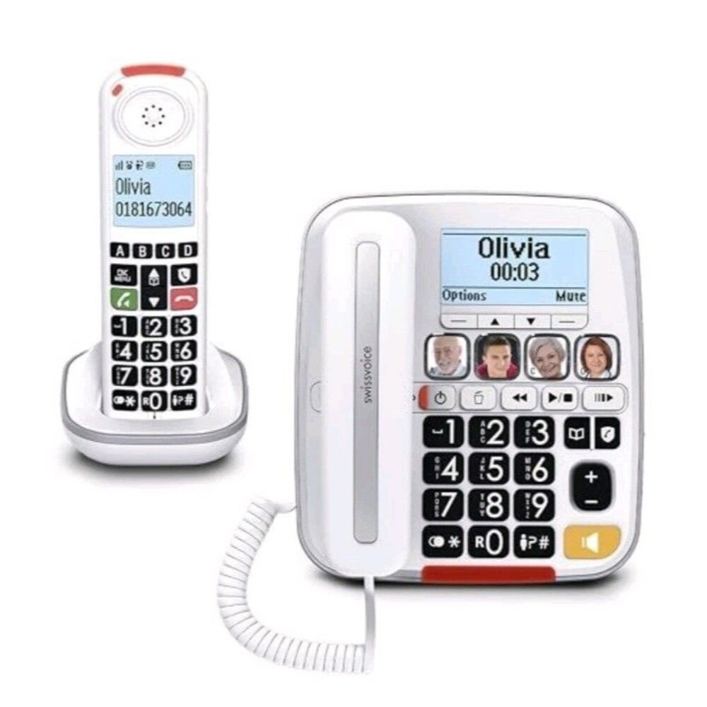SWISSVOICE 3355 DECT 6.0 Corded Big Button Phone and Additional Cordless Handset